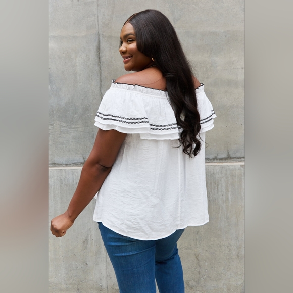 ODDI Designer Full Size Off The Shoulder Ruffle Blouse SALE!! 20% OFF - Picture 3 of 11